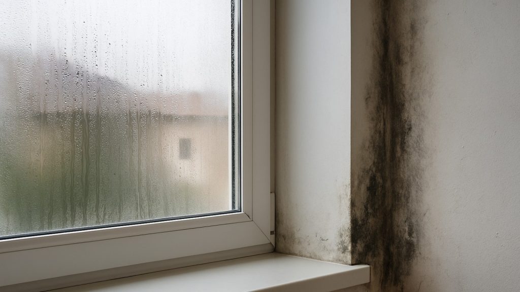 Condensación en ventana en invierno en Segovia